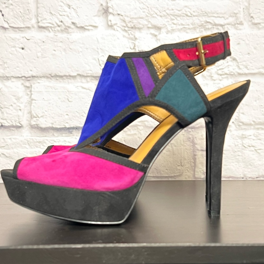 Nine West Pink and Blue Colorblock Heels